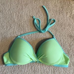 So lime green bathing suit top